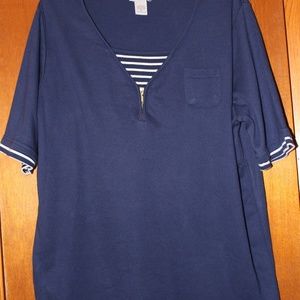 Bon Worth womans top Navy Med.